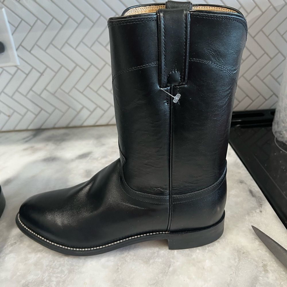 Justin Boots Jackson Boots In Black Cowhide Size 9ee